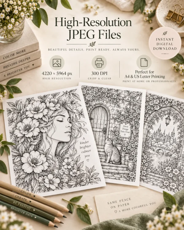 Botanical Escape – 50 Adult Coloring Pages