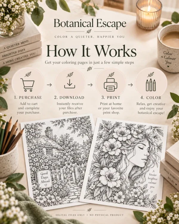 Botanical Escape – 50 Adult Coloring Pages