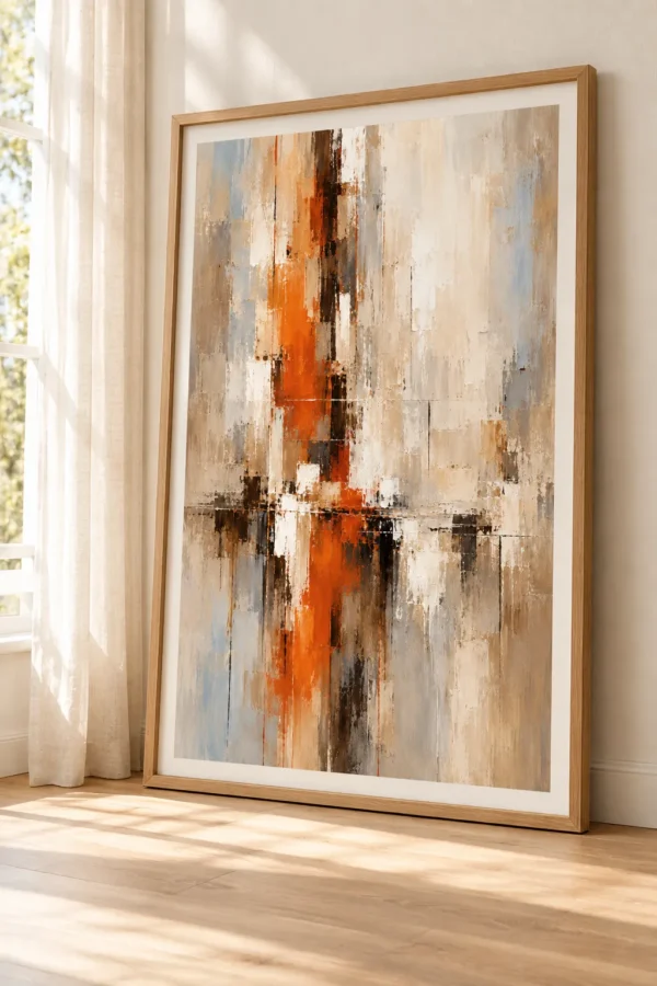 Orange and Blue Abstract Wall Art – Neutral Printable Art | Amber Echo