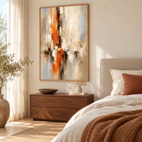Orange and Blue Abstract Wall Art – Neutral Printable Art | Amber Echo