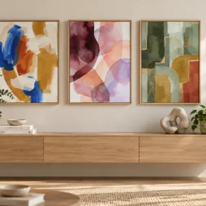 Chromatic Expressions – Set of 3 Abstract Wall Art Prints | Colorful Modern Digital Art