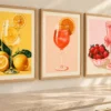 Kitchen Wall Art Set of 3 – Lemon, Orange & Strawberry Drink Prints