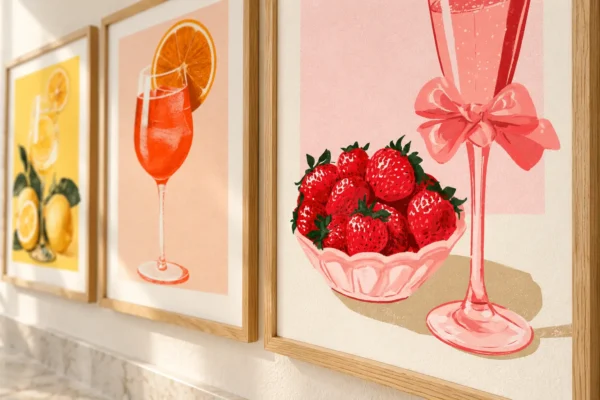 Kitchen Wall Art Set of 3 – Lemon, Orange & Strawberry Drink Prints