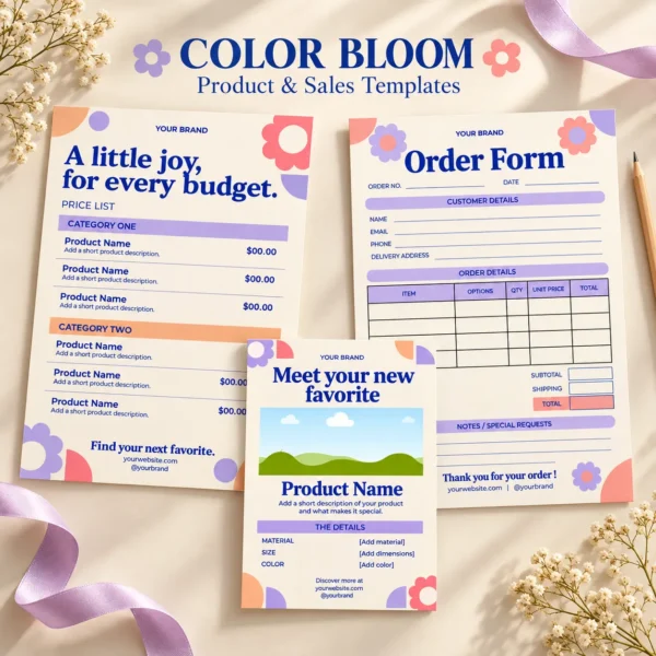 Color_Bloom_Mockup2 Small Business Canva Template Bundle | Packaging Cards & Instagram Posts | Color Bloom