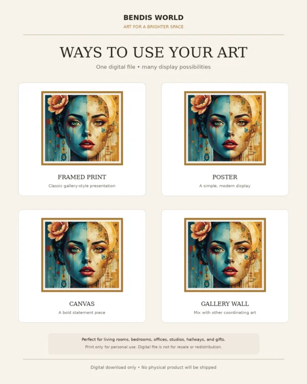 Digital Duality - Mockup8 Digital Duality – Colorful Abstract Woman Portrait Wall Art