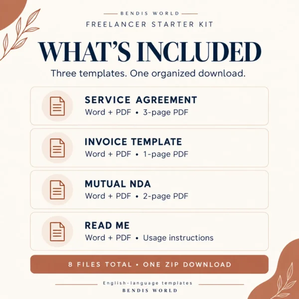 Freelancer Starter Kit – Contract, Invoice & NDA Bundle (Editable)