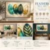 Ivory Teal & Gold Feather Wall Art – Printable Digital Wall Decor