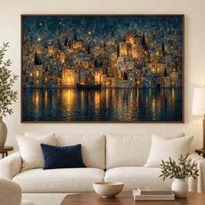 Lanterns of the Lost City – Printable Night City Wall Art