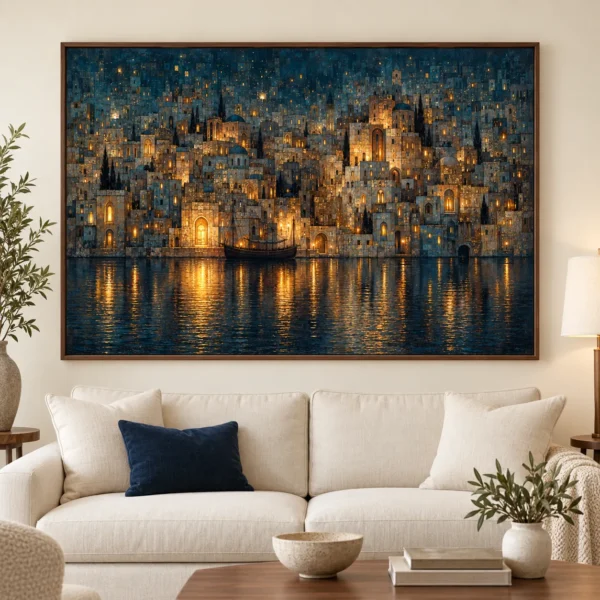 Lanterns of the Lost City – Printable Night City Wall Art