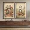 Whimsical Medieval Wall Art Set of 2 | Cottagecore Animal Prints | Digital Download