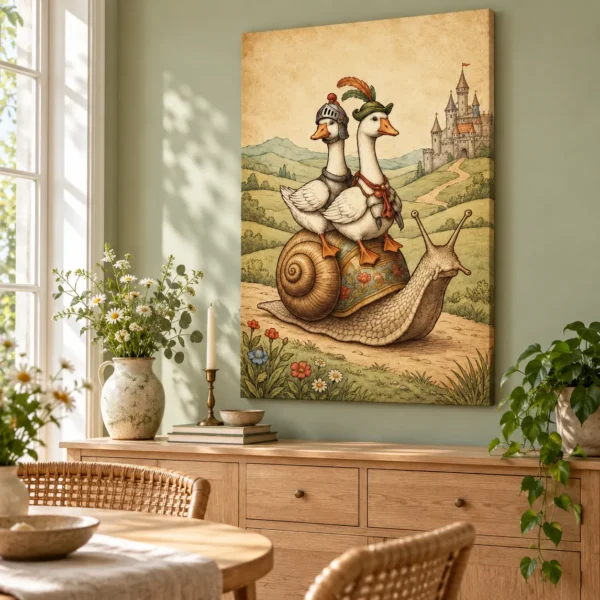 Whimsical Medieval Wall Art Set of 2 | Cottagecore Animal Prints | Digital Download