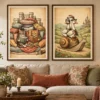 Whimsical Medieval Wall Art Set of 2 | Cottagecore Animal Prints | Digital Download