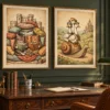 Whimsical Medieval Wall Art Set of 2 | Cottagecore Animal Prints | Digital Download