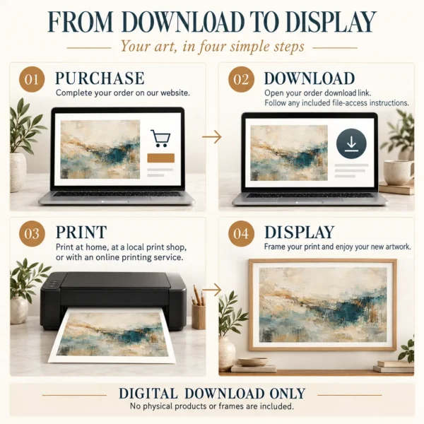 Blue and Beige Abstract Wall Art – Printable Landscape Art | Patina Reverie