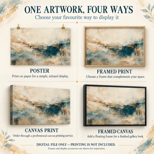 Blue and Beige Abstract Wall Art – Printable Landscape Art | Patina Reverie