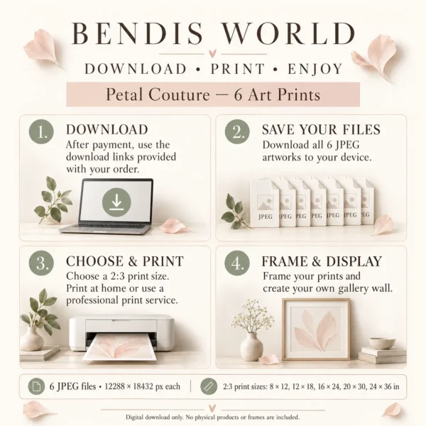 Floral Woman Wall Art Set of 6 – Petal Couture Printable Art