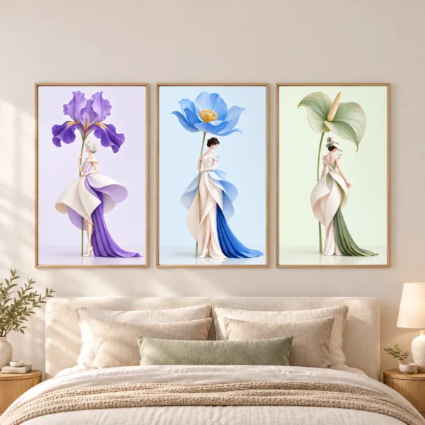 Floral Woman Wall Art Set of 6 – Petal Couture Printable Art
