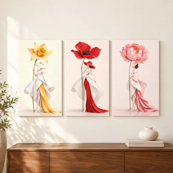 Floral Woman Wall Art Set of 6 – Petal Couture Printable Art