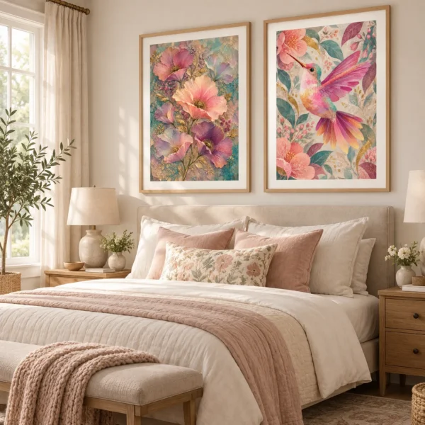 Pastel Wings & Petal Symphony – 2 Piece Printable Wall Art Set