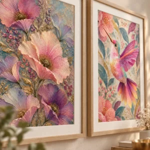 Pastel Wings & Petal Symphony – 2 Piece Printable Wall Art Set