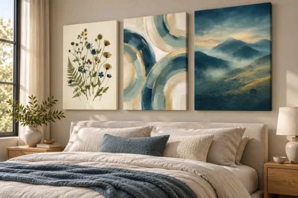 Quiet Splendor – Blue & Gold Printable Wall Art Set of 3