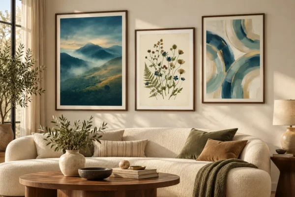 Quiet Splendor – Blue & Gold Printable Wall Art Set of 3