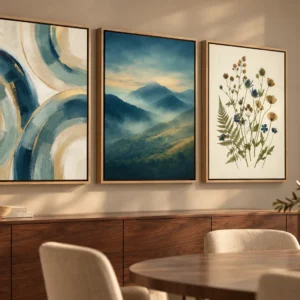 Quiet Splendor – Blue & Gold Printable Wall Art Set of 3