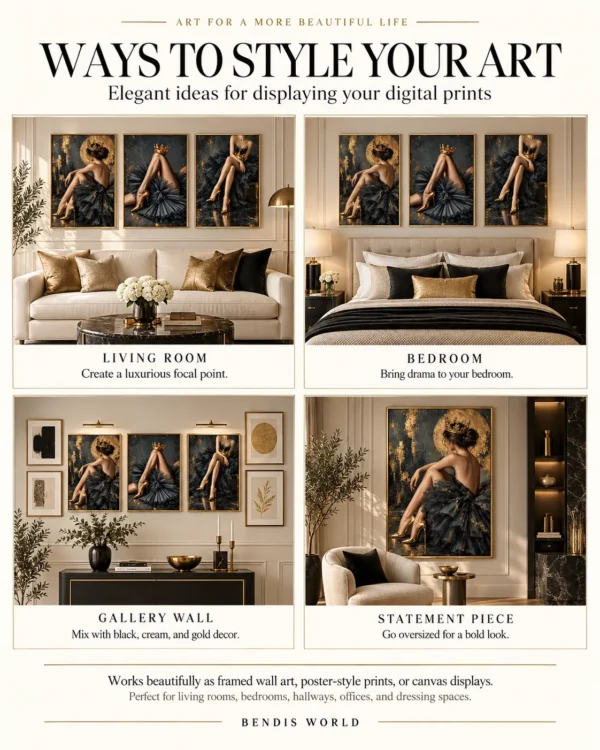 Royal_Noir_Collection_ Mockup10 Royal Noir Collection – 3 Piece Black & Gold Wall Art Set