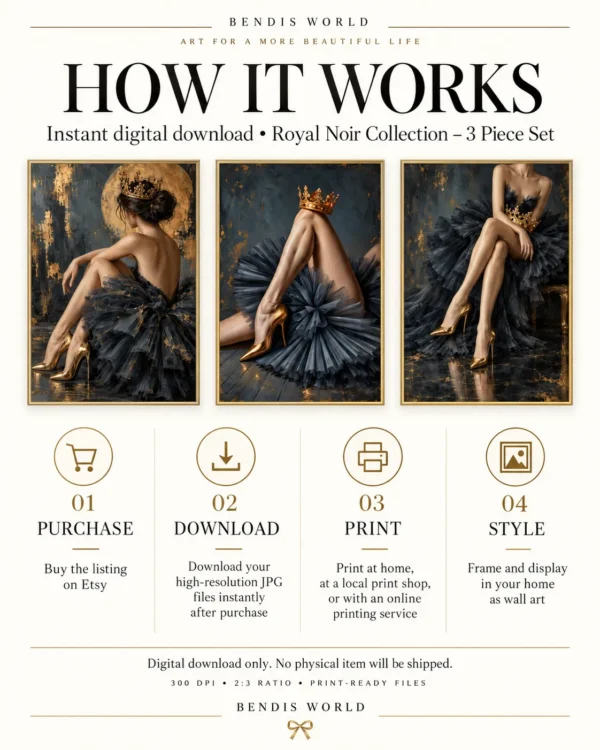Royal_Noir_Collection_ Mockup7 Royal Noir Collection – 3 Piece Black & Gold Wall Art Set