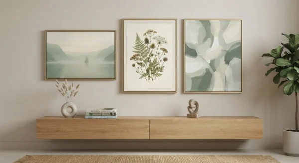 Sage Serenity Collection – Set of 3 Printable Wall Art | Botanical, Landscape & Abstract Digital Prints