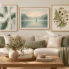 Sage Serenity Collection – Set of 3 Printable Wall Art | Botanical, Landscape & Abstract Digital Prints
