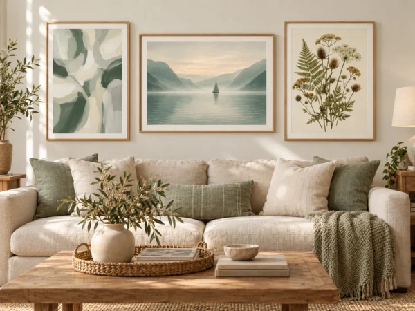 Sage Serenity Collection – Set of 3 Printable Wall Art | Botanical, Landscape & Abstract Digital Prints