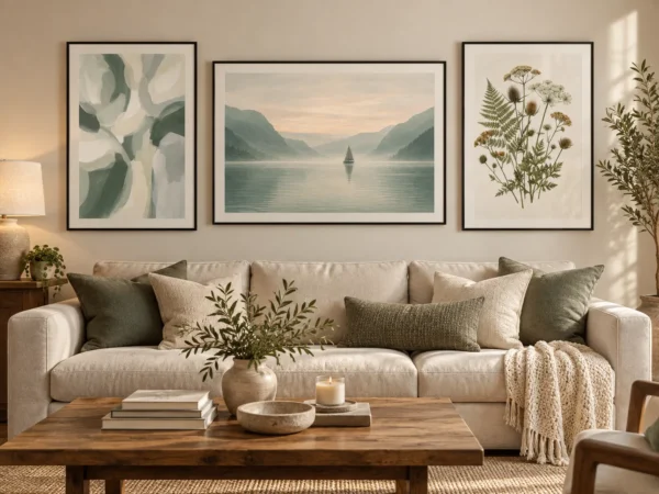 Sage Serenity Collection – Set of 3 Printable Wall Art | Botanical, Landscape & Abstract Digital Prints