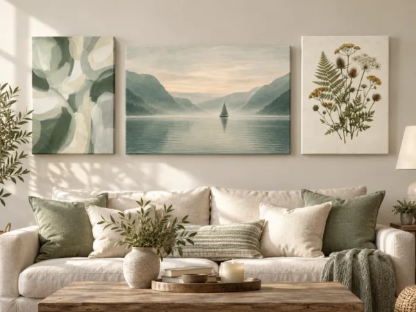 Sage Serenity Collection – Set of 3 Printable Wall Art | Botanical, Landscape & Abstract Digital Prints