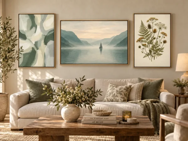 Sage Serenity Collection – Set of 3 Printable Wall Art | Botanical, Landscape & Abstract Digital Prints