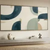 Teal and Cream Abstract Wall Art – Panoramic Printable Art | Teal Harmony