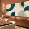 Teal and Cream Abstract Wall Art – Panoramic Printable Art | Teal Harmony