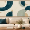 Teal and Cream Abstract Wall Art – Panoramic Printable Art | Teal Harmony