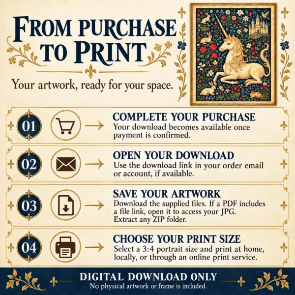 Medieval Unicorn Printable Wall Art – The Unicorn’s Garden