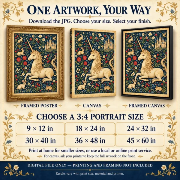 Medieval Unicorn Printable Wall Art – The Unicorn’s Garden