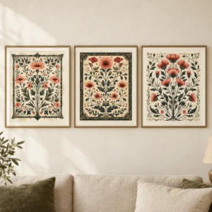 Art Nouveau Botanical Wall Art Set of 3 – Vintage Floral Printable Art