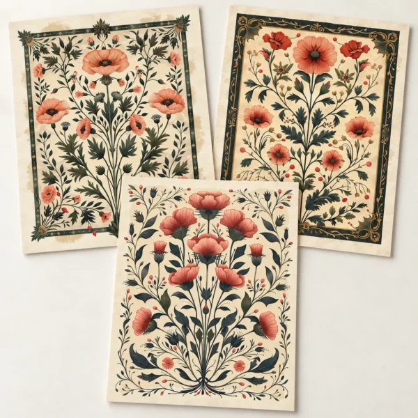 Art Nouveau Botanical Wall Art Set of 3 – Vintage Floral Printable Art