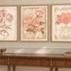 Art Nouveau Pink Rose Wall Art Set of 3 – Vintage Floral Printable Art