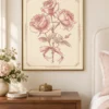 Art Nouveau Pink Rose Wall Art Set of 3 – Vintage Floral Printable Art