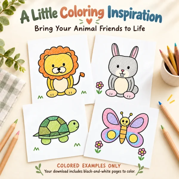 mockup2 Animal Coloring Pages for Kids Ages 4–7 – My Happy Animal Friends, 30 Designs