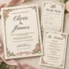 Vintage Rose Wedding Invitation Suite – Editable Canva Templates