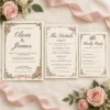 Vintage Rose Wedding Invitation Suite – Editable Canva Templates