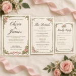 Vintage Rose Wedding Invitation Suite – Editable Canva Templates