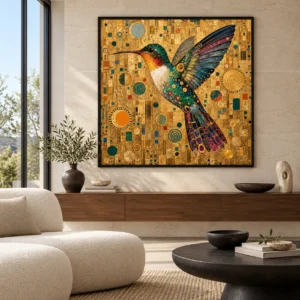 Gold Hummingbird Printable Wall Art – Gilded Wings