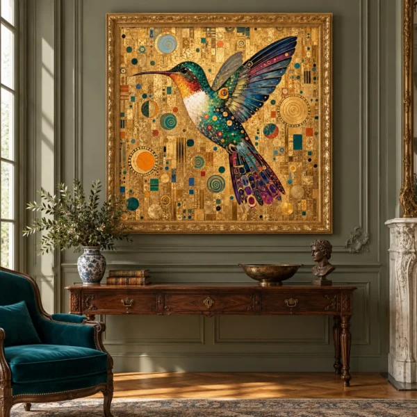 Gold Hummingbird Printable Wall Art – Gilded Wings